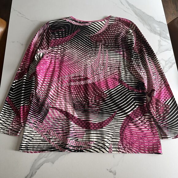Sunday Artsy Geometric Asymmetrical Striped Top Long Sleeve Shirt Size Large ? - Picture 12 of 13